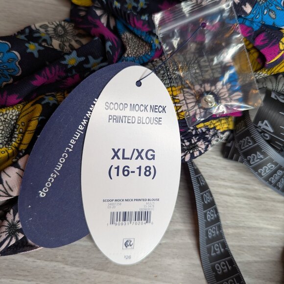 NWT Scoop Ruffled Colorful Floral Print Long Sleeve Blouse Size XL - Picture 8 of 16